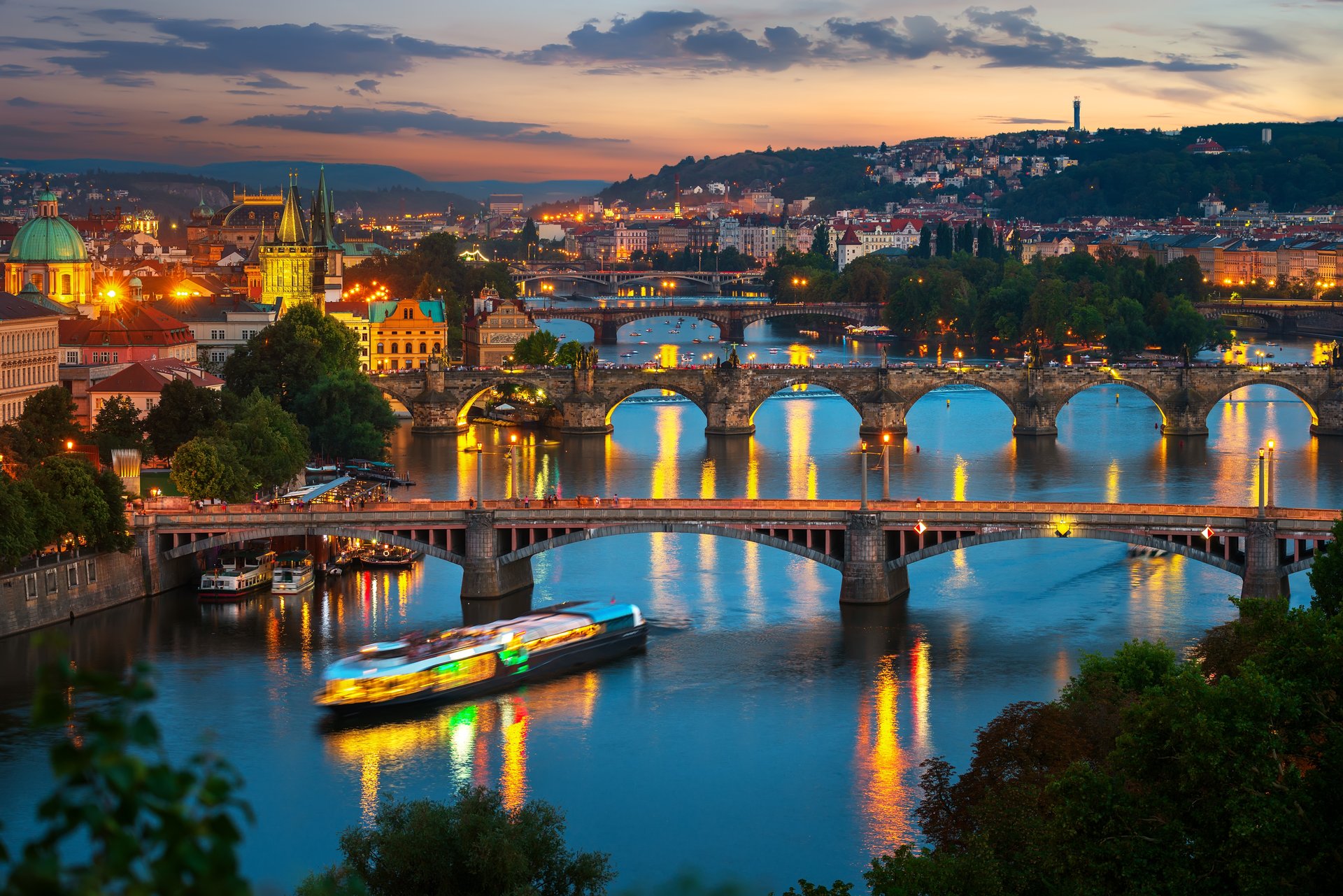 Prague skyline at dusk — Exero Group private detective agency